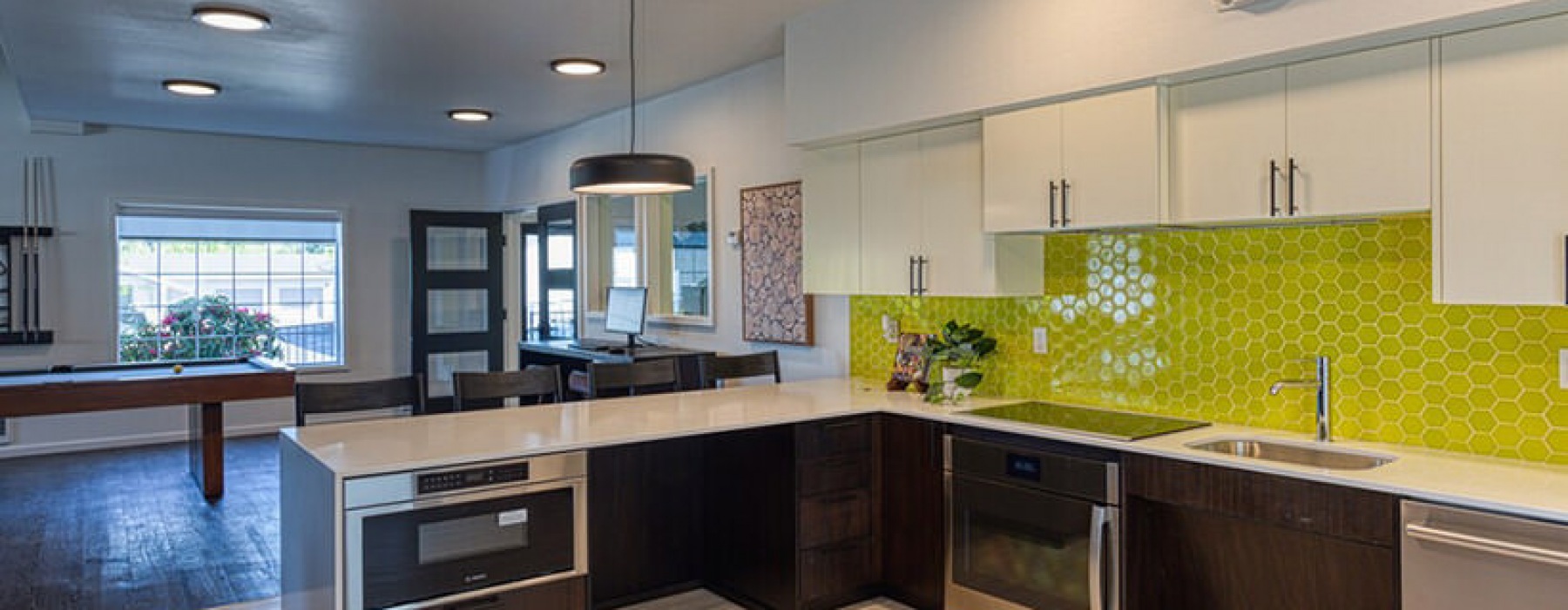 lighted clubhouse kitchen